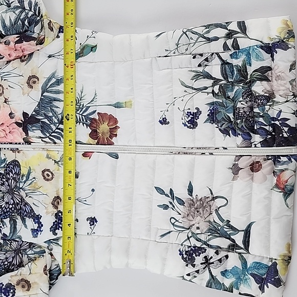 Point Zero Ultralight Women's Puffer Hooded Jacket White Floral Print Size M - Picture 14 of 16